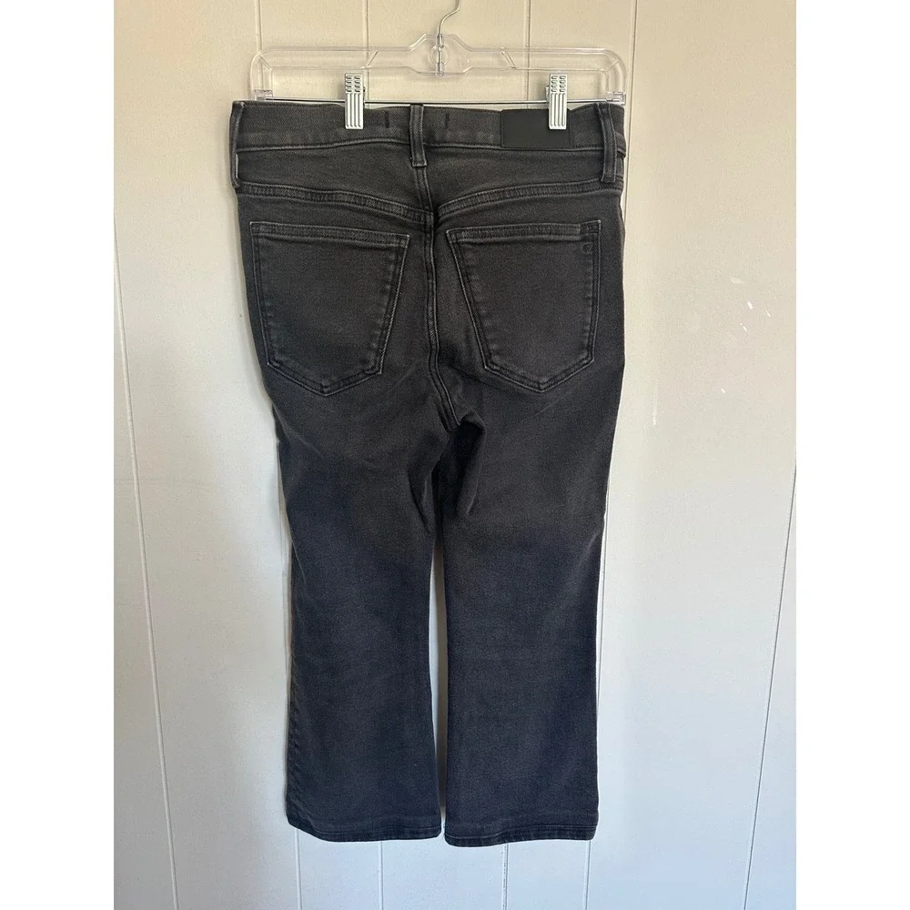 Madewell Women's Black Wash High Rise Crop Flare Jeans Size 28 P‎